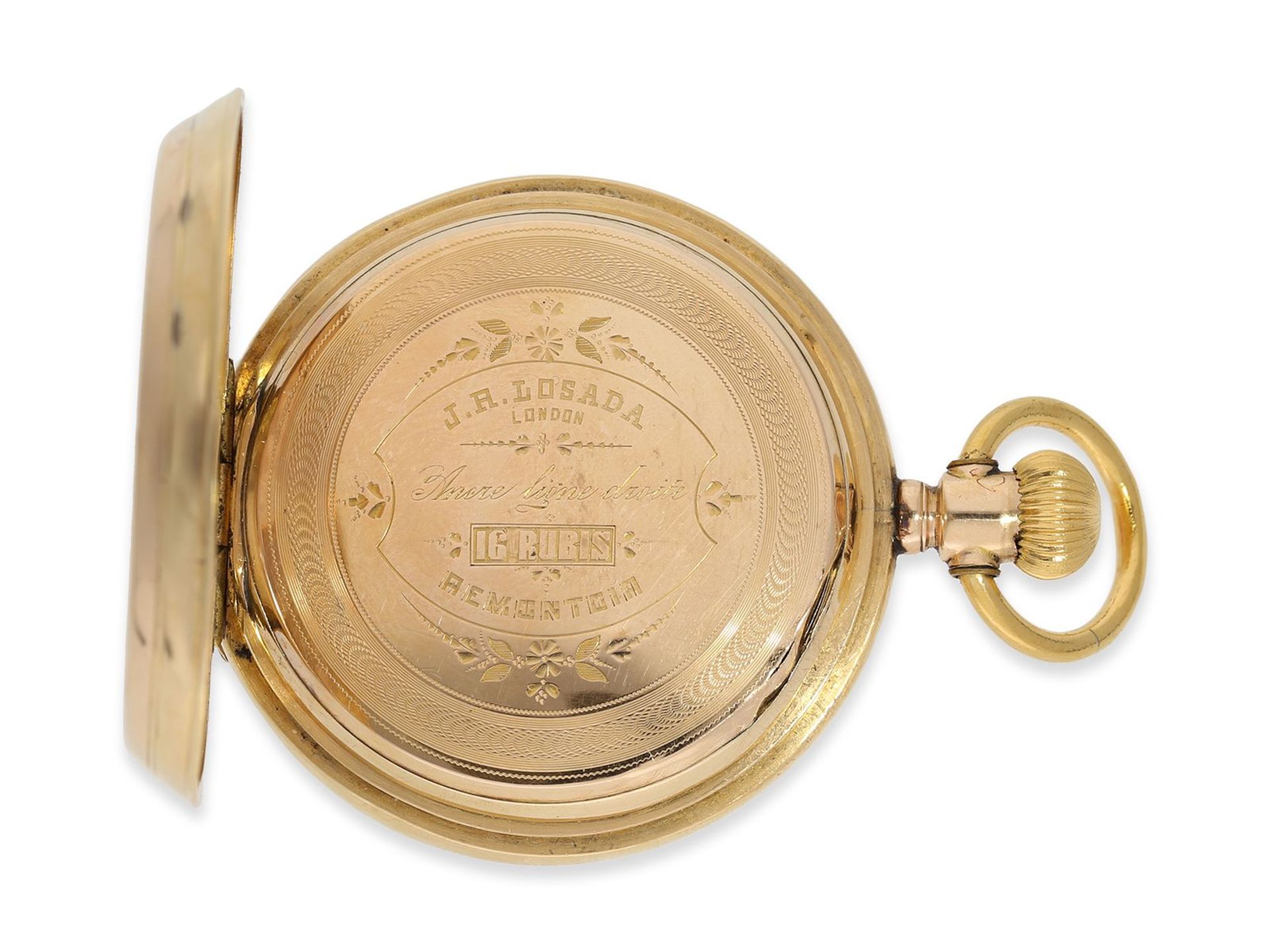 Taschenuhr: frühe englische Goldsavonnette mit Champlevé-Zifferblatt, gefertigt für den südamerikani - Image 11 of 14