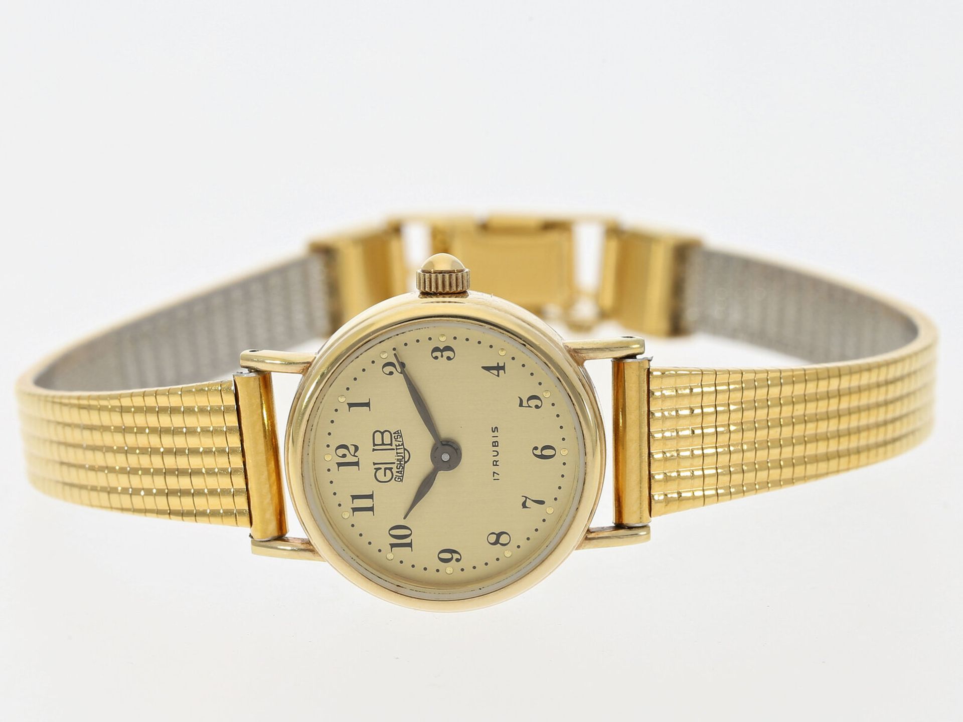 Armbanduhr: Goldene vintage Glashütter Damenuhr, Uhrenbetriebe GUB