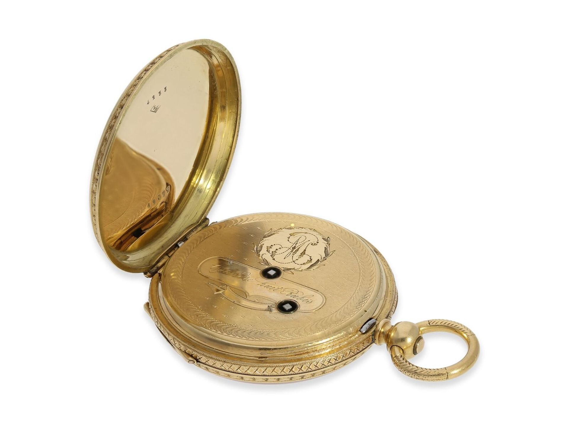 Taschenuhr/Anhängeuhr: wunderschöne "Louis XV" Gold/Emaille-Damenuhr mit feiner Lupenmalerei, vermut - Bild 4 aus 12