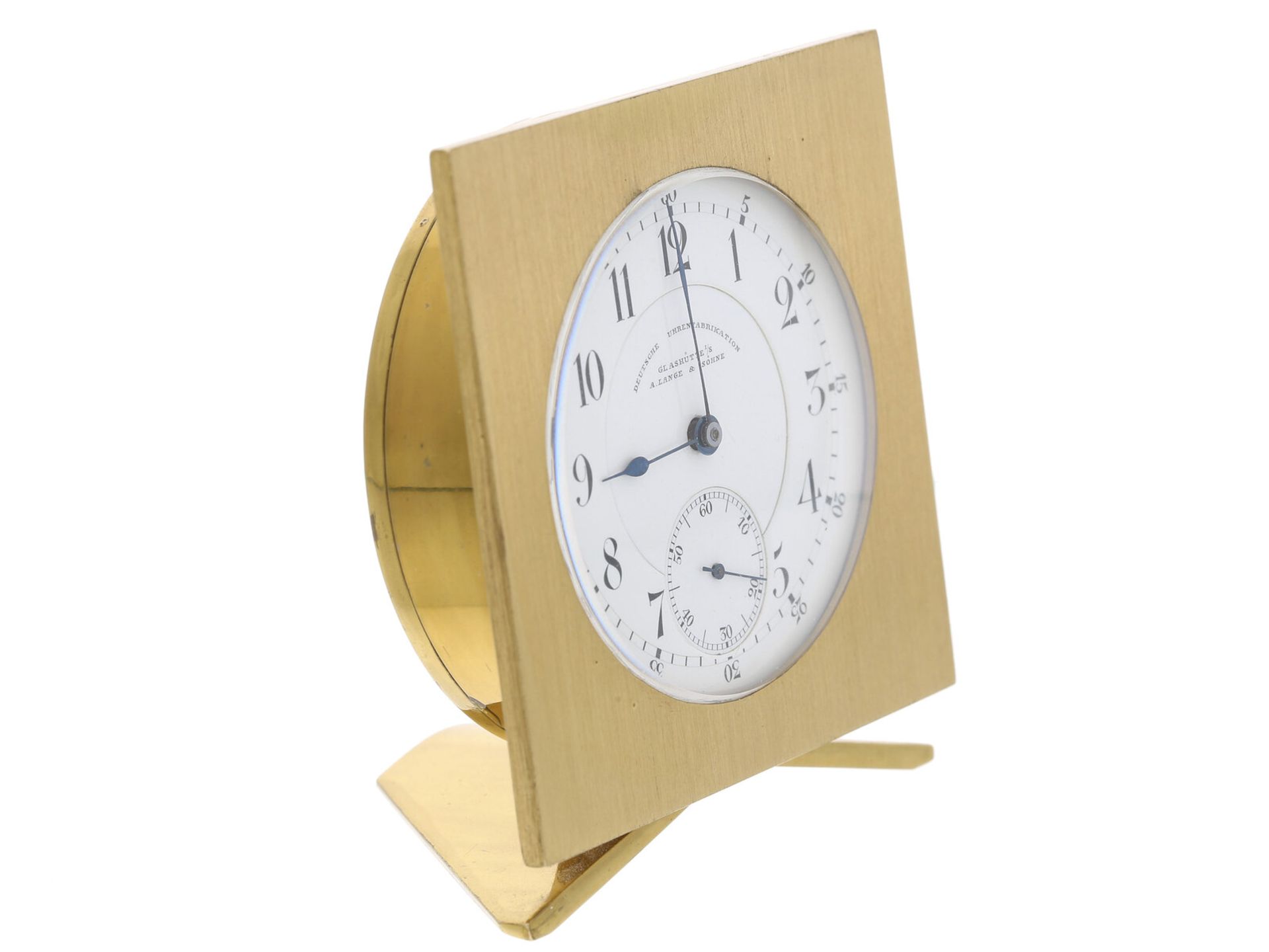 Taschenuhr/Tischuhr: feines antikes Uhrwerk von A. Lange & Söhne Glashütte, Umbau zur Schreibtischuh - Bild 2 aus 3