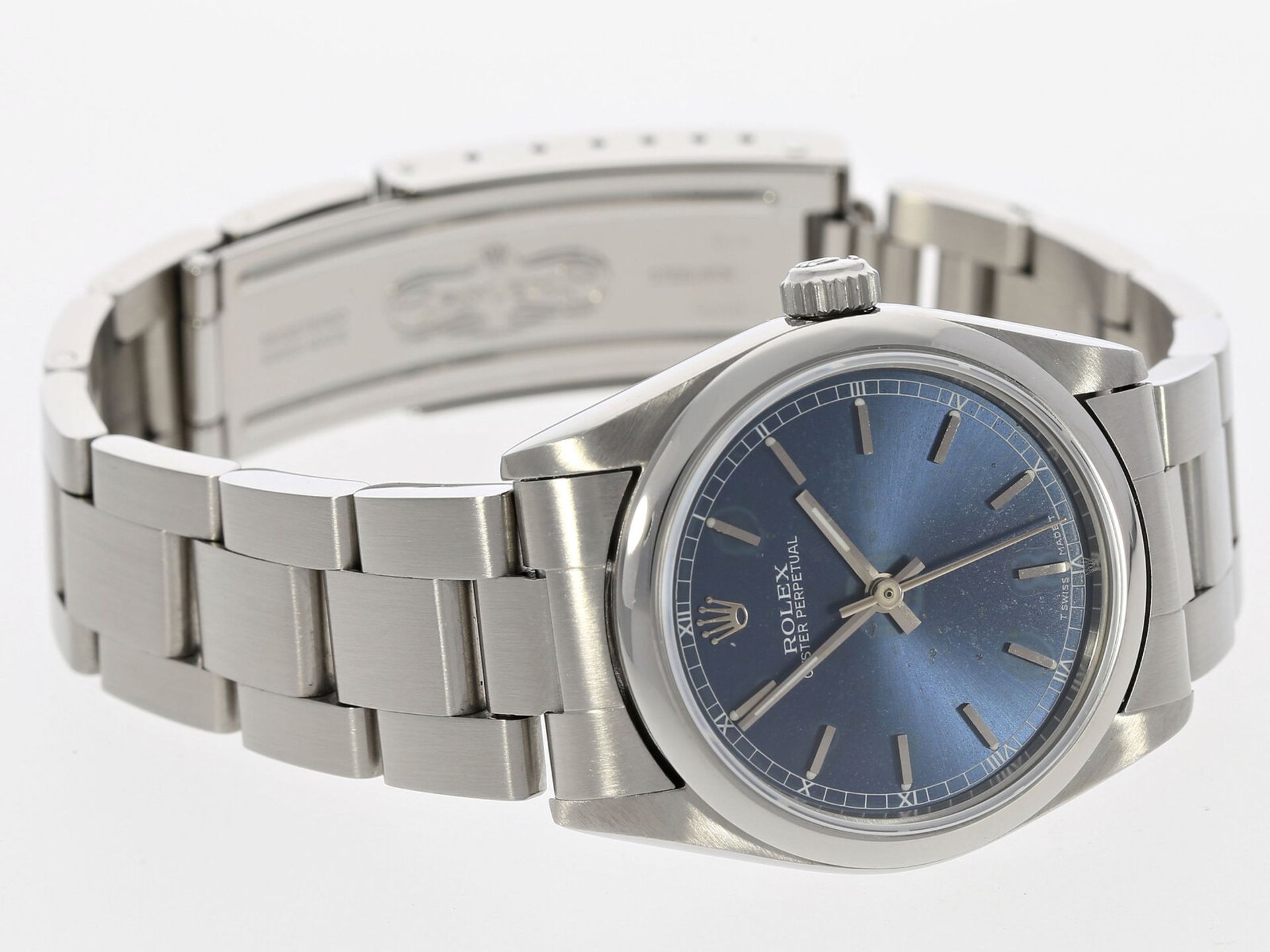 Armbanduhr: Rolex Oyster Perpetual Herrenuhr, Edelstahl, Baujahr 1995, Ref. 67480 - Bild 2 aus 4