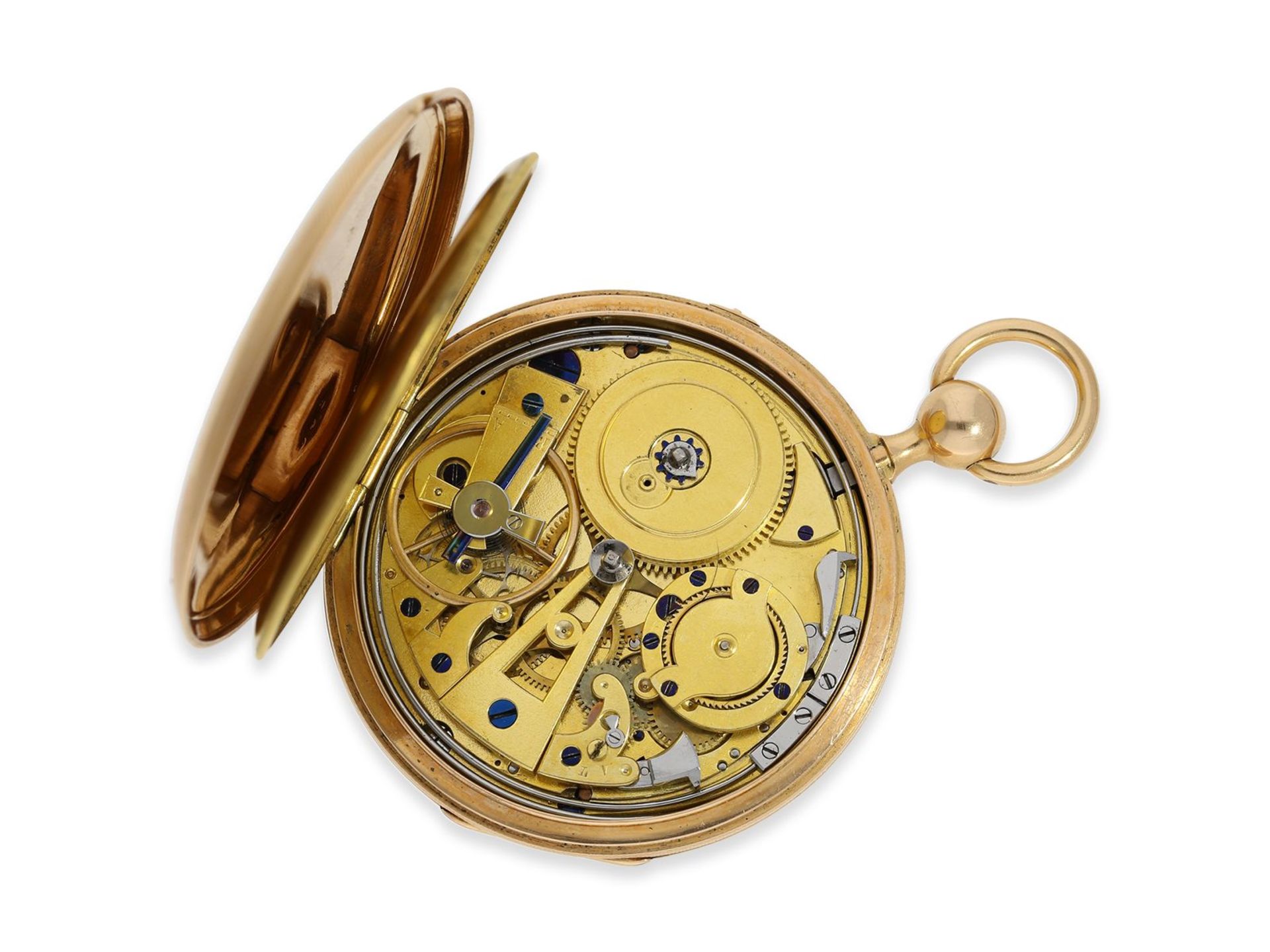 Taschenuhr: außergewöhnliche Lepine mit sehr seltenem Werk und Repetition, Lagrave a Paris No. 941,  - Bild 10 aus 12