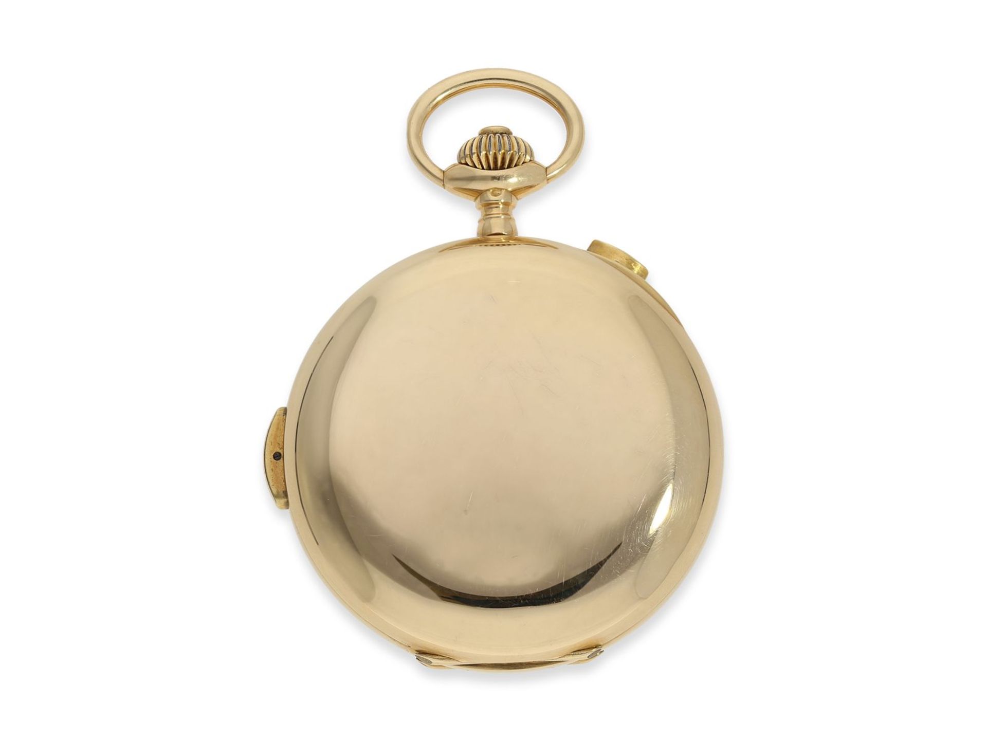 Taschenuhr: schwere rotgoldene Savonnette mit Repetition und Chronograph, 18K Gold, signiert Horloge - Image 11 of 12