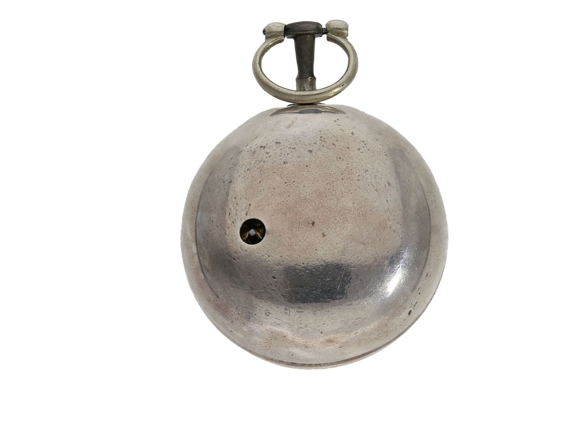 Taschenuhr: ausgesprochen schöne, frühe englische Champlevé-Doppelgehäuse-Spindeluhr, John Jullion B - Image 11 of 12