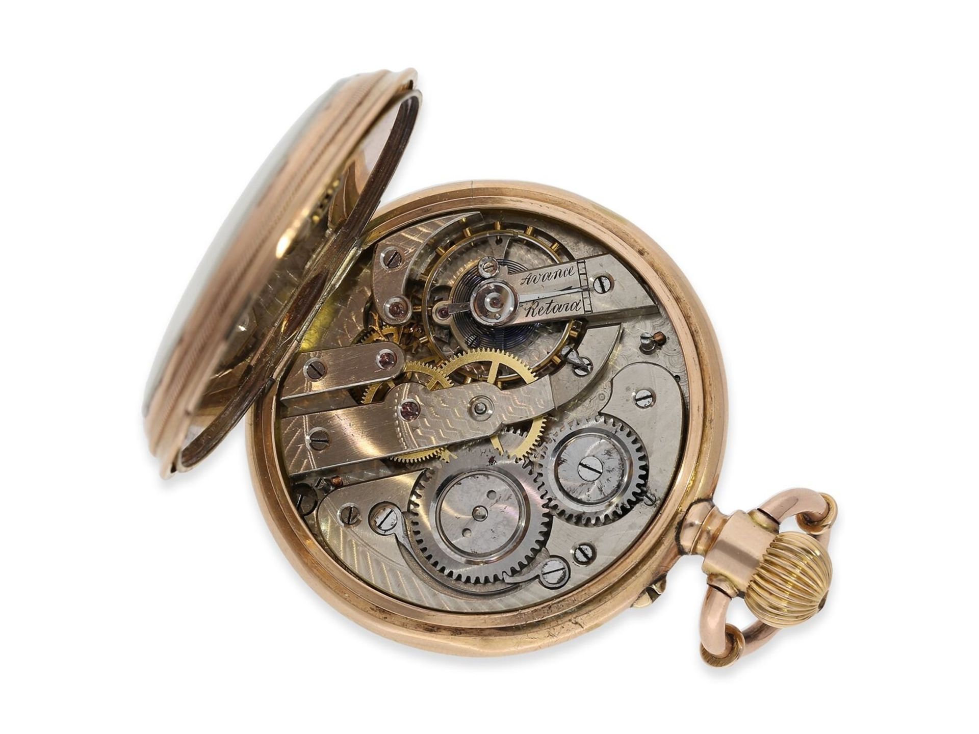 Taschenuhr: seltene doppelseitige Kalenderuhr mit Mondphase, Patent "Calendrier", ca. 1880 - Bild 3 aus 9