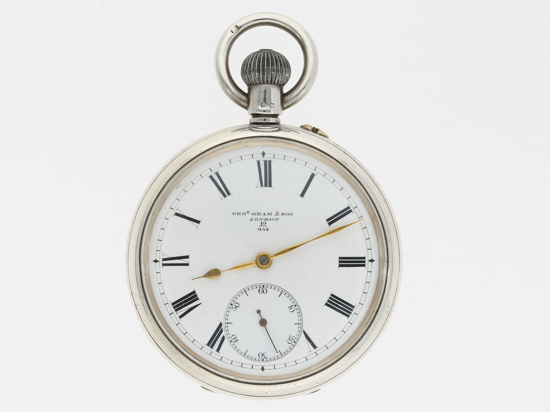 Englische silberne Taschenuhr, Geo. Oram & Son, London