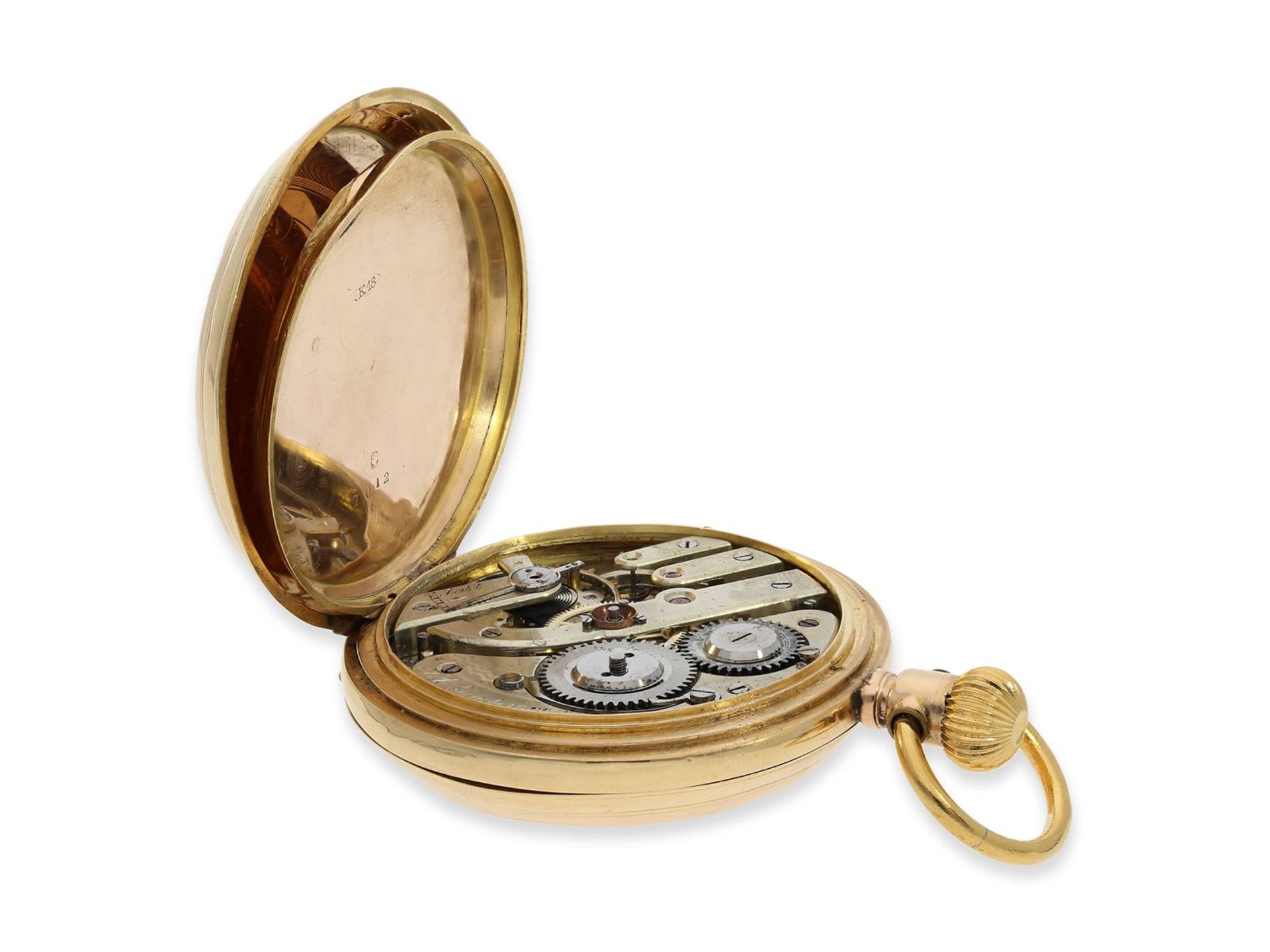 Taschenuhr: frühe englische Goldsavonnette mit Champlevé-Zifferblatt, gefertigt für den südamerikani - Image 10 of 14