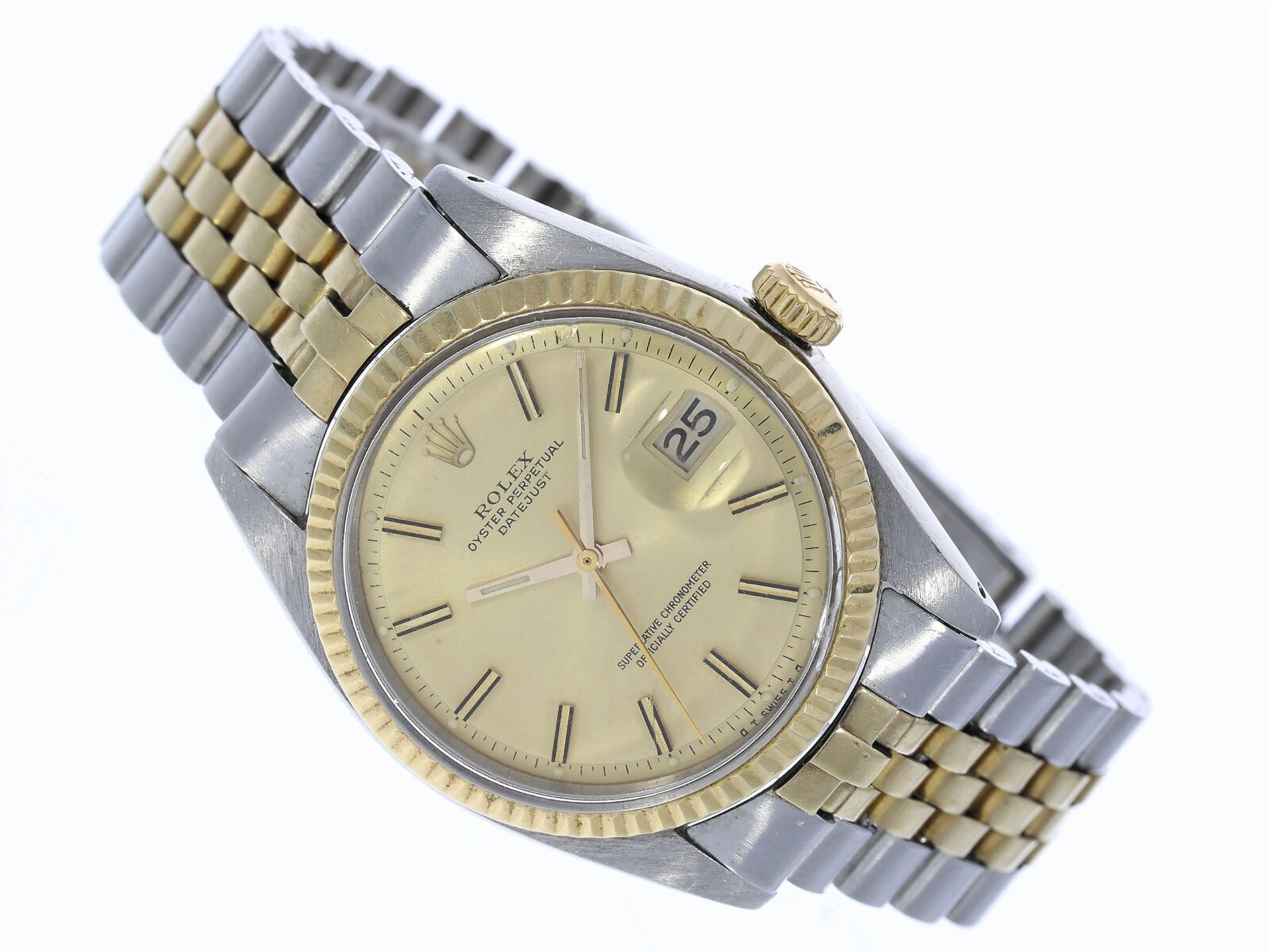 Armbanduhr: vintage Rolex Oyster Datejust Stahl/Gold, mit Box