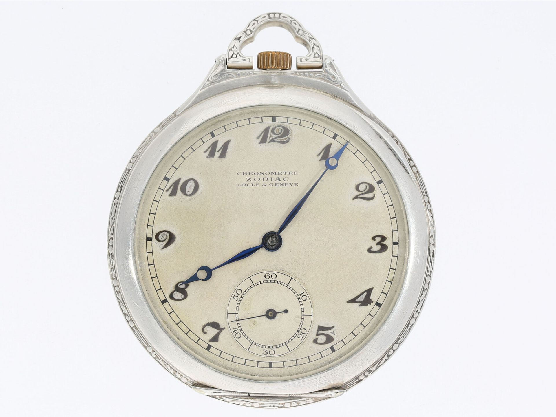 Wunderschöne Taschenuhr, Art déco Chronometer der Marke Zodiac, Sterlingsilber