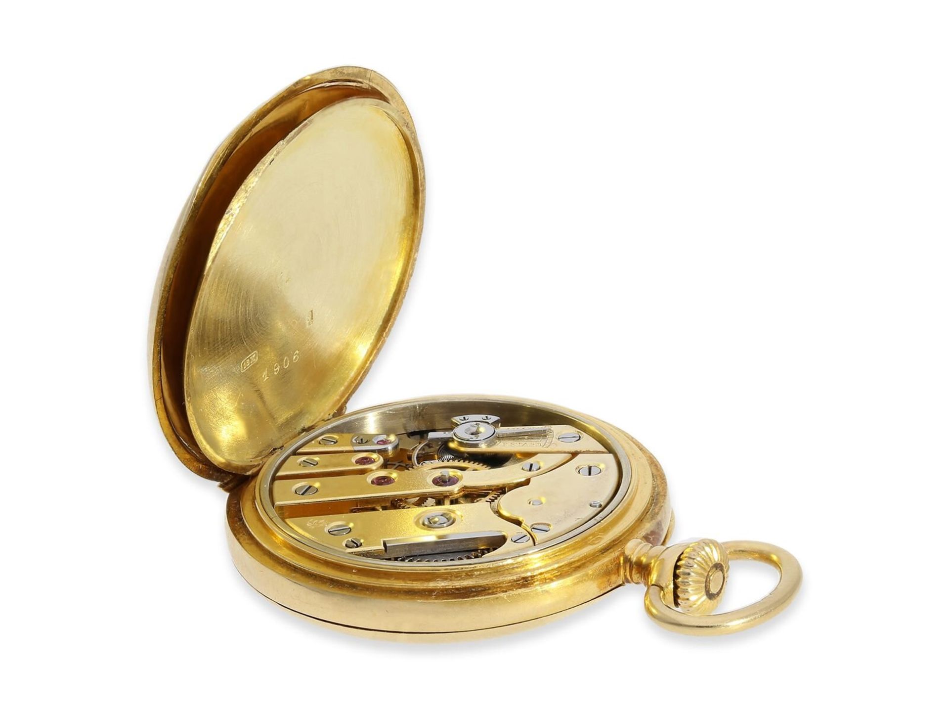 Taschenuhr: exquisite Genfer Gold/Emaille-Damenuhr, 2-fach gepunzt mit Genfer Siegel, ca.1905 - Bild 2 aus 9