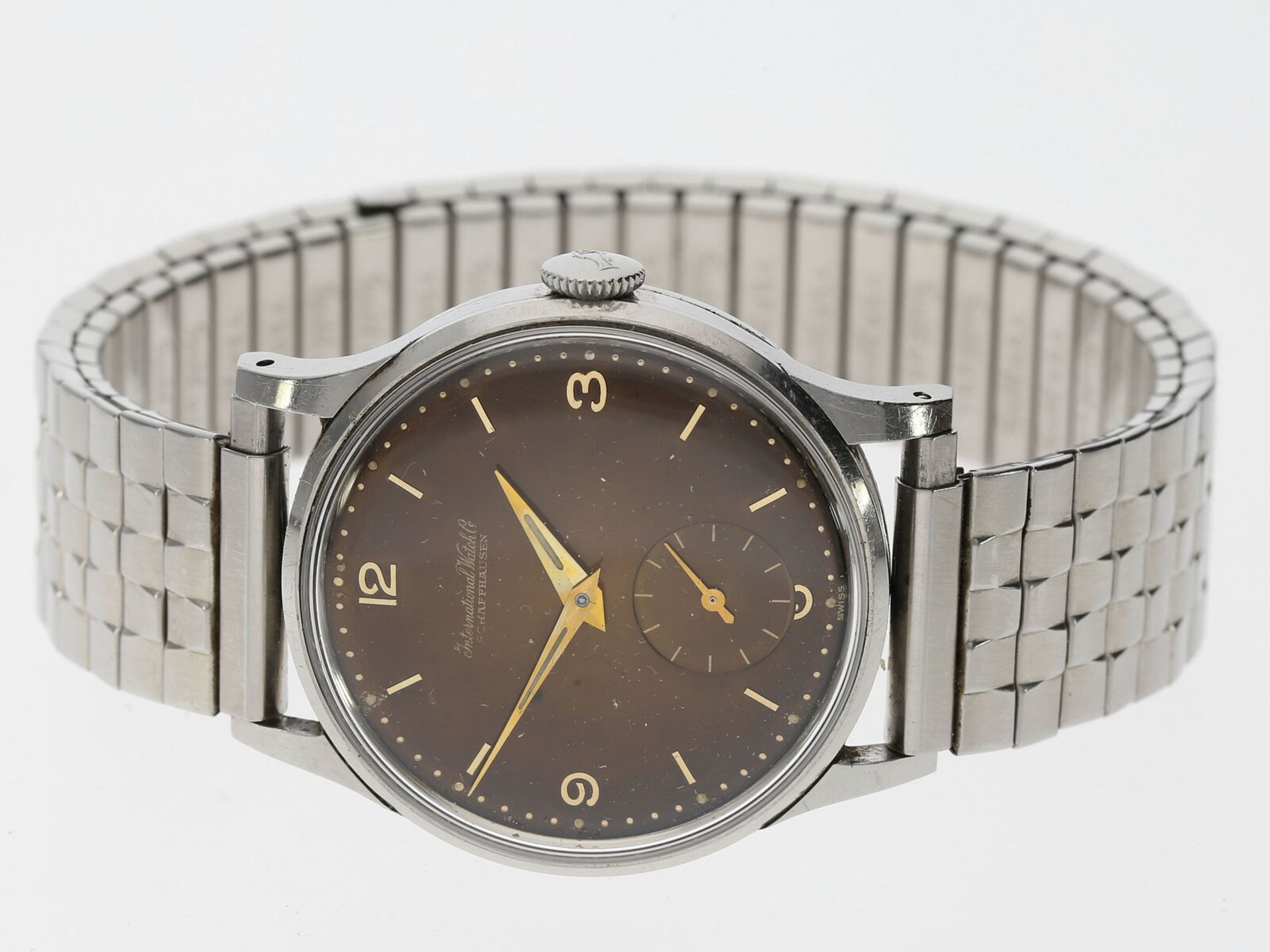 Armbanduhr: attraktive vintage IWC mit "Tropical Dial", Stahl, 1958