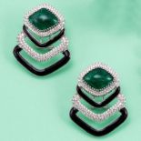 Paar Smaragd-Ohrringe im Stil des Art Déco