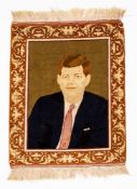 Täbris-Porträtteppich, Iran, um 1960, John F. Kennedy