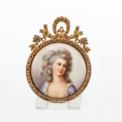 Runde Bildplatte / Porzellan Miniatur Sophie Potocka. Um 1900