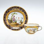 Tasse und Untertasse Schäferszenen. Meissen, um 1760.