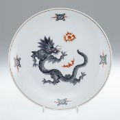 Wandteller Mingdrache, schwarz. Meissen 1935-1947.