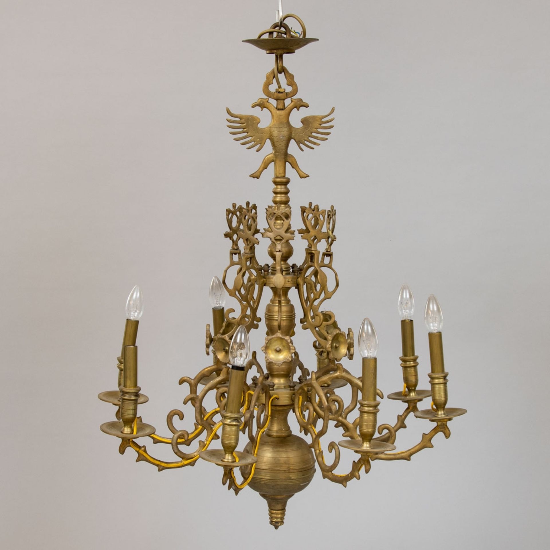 8flg. Barock Deckenlampe mit Doppelkopfadler