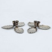 Paar 3flg. Kerzenleuchter mit Blattdekor