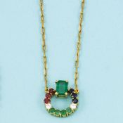Klassisches Collier mit Saphiren, Smaragden, Rubinen und Brillanten