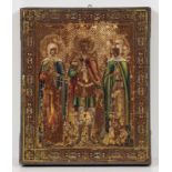 Ikone, Russland, zweite Hälfte 19. Jahrhundert, Drei Heilige