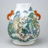 Große "Hundert Hirsche"-Vase in Hu-Form, China, erste Hälfte 20. Jahrhundert