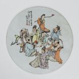 Porzellanplatte mit den Acht Unsterblichen, China, um 1950