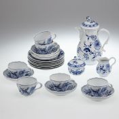 21tlg. Kaffeeservice Zwiebelmuster, Meissen 1972-1980