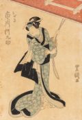 Utagawa Toyokuni II attr. (1777 - 1835), Farbholzschnitt, Kabuki-Schauspieler