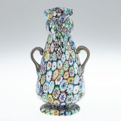 Vase mit 2 Griffen Millefiori, Fratelli Toso, Murano um 1920.