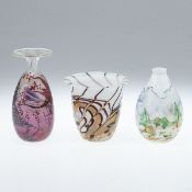 3 unterschiedliche Vasen aus Lampenglas