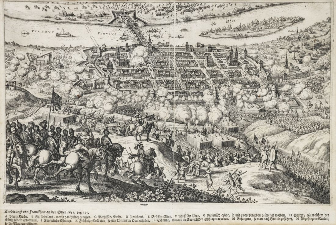 Matthäus Merian (1593-1650), Kupferstich, Schlacht von Frankfurt (Oder)