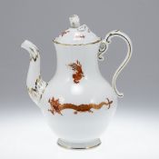 Kaffeekanne Hofdrache rot. Meissen 1935-1947.