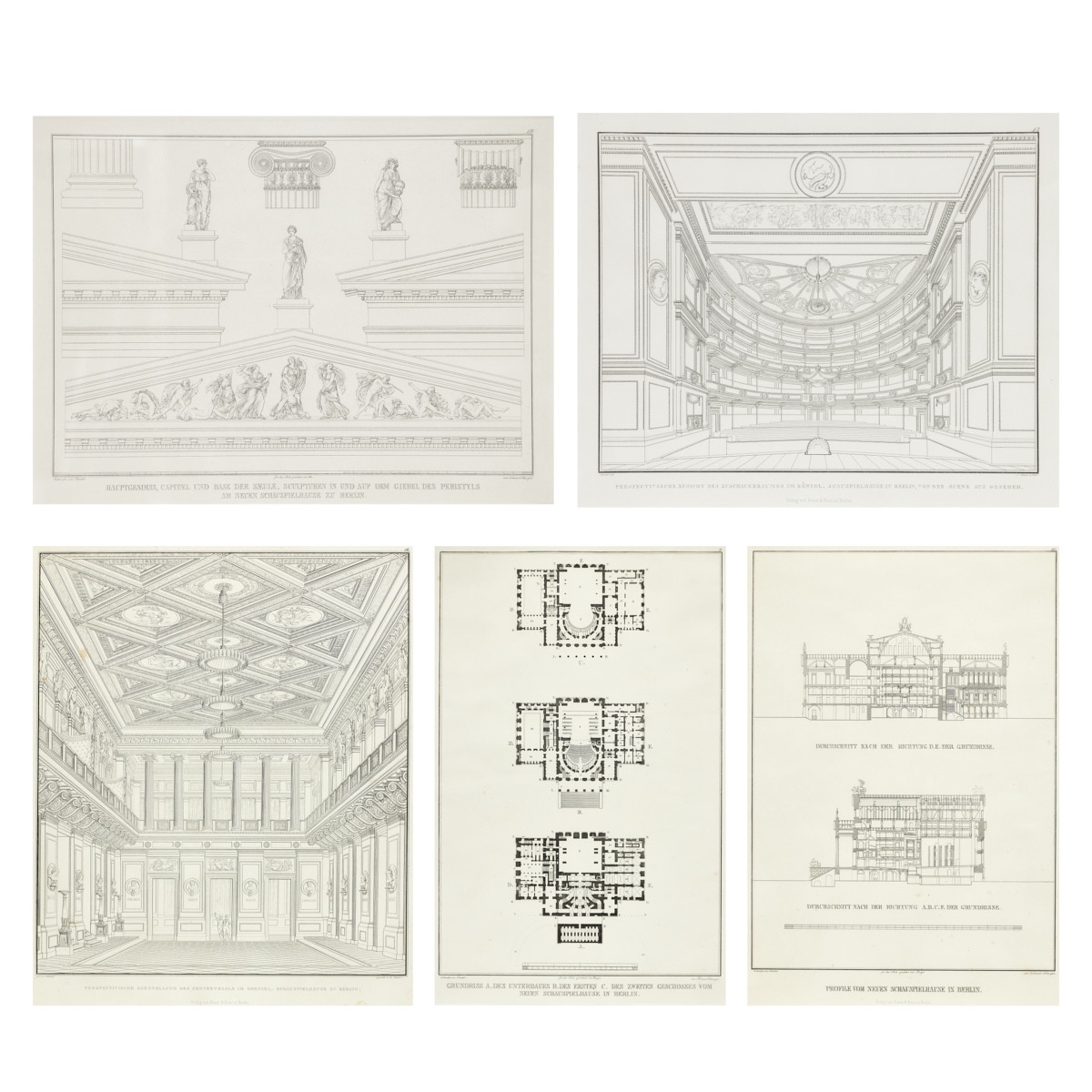Karl Friedrich Schinkel (1781-1841), 5 Kupferstiche