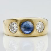 Bandring mit Brillanten und Saphir- Cabochon