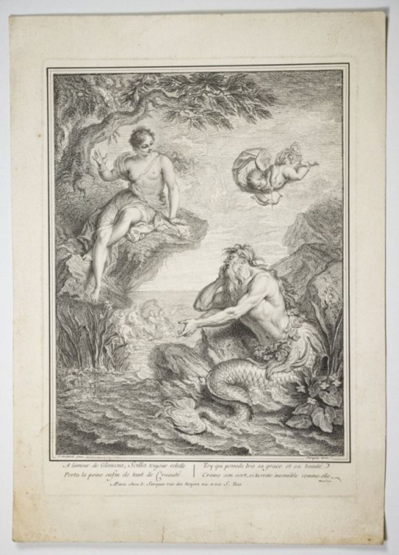 Louis Surugue (1686-1762), Glaucus und Scylla, Radierung - Bild 2 aus 2