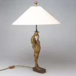 Seltene 2flg. Jugendstil Tischlampe mit Schwan