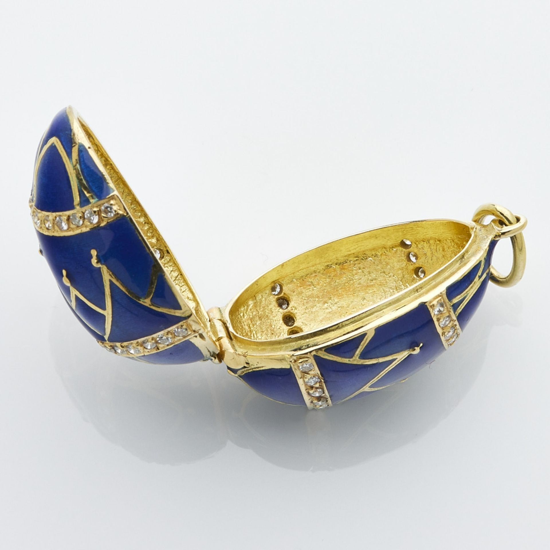 Ei-Anhänger mit blauer Emaille im Stil von Fabergé - Bild 2 aus 2