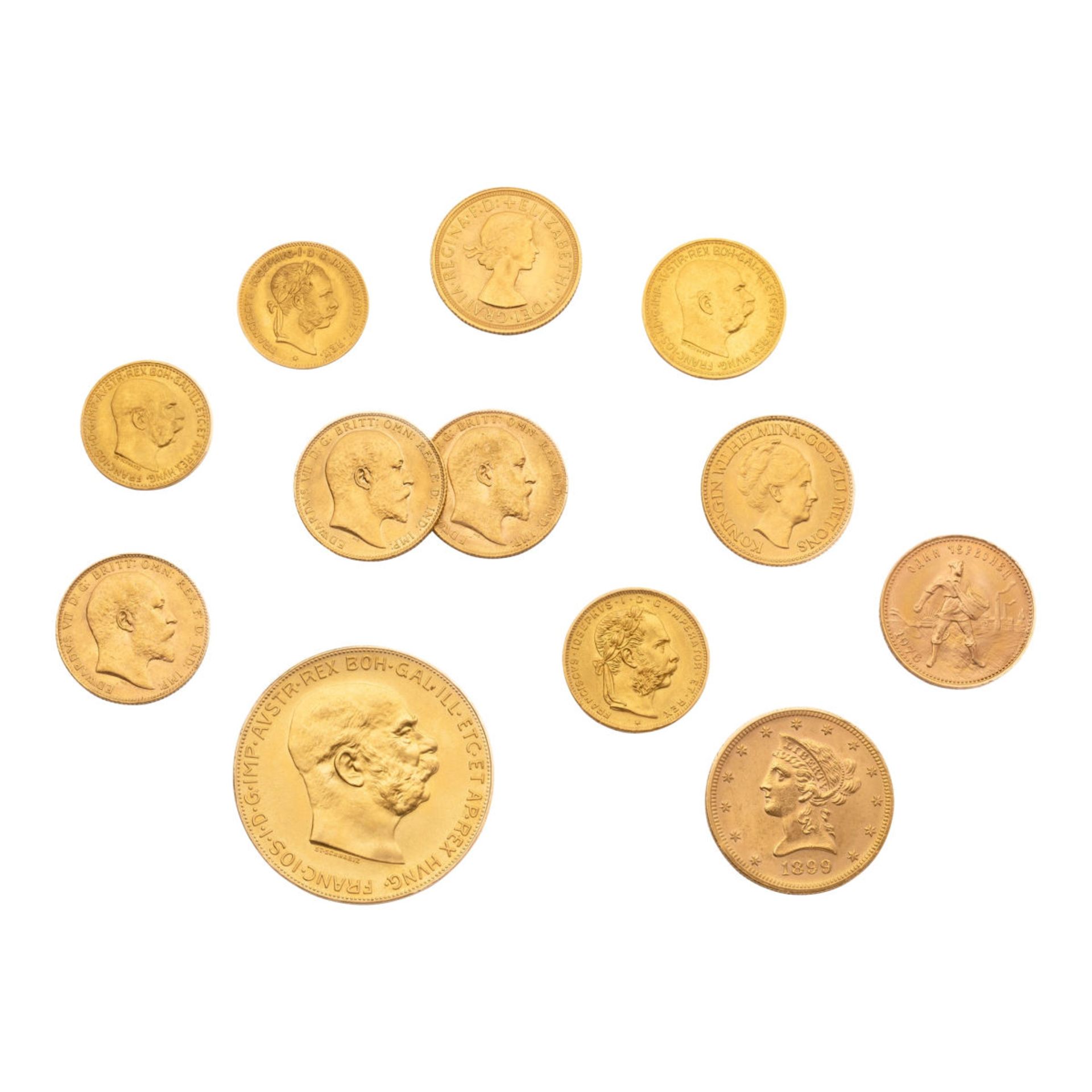 Collection of twelve European gold coins