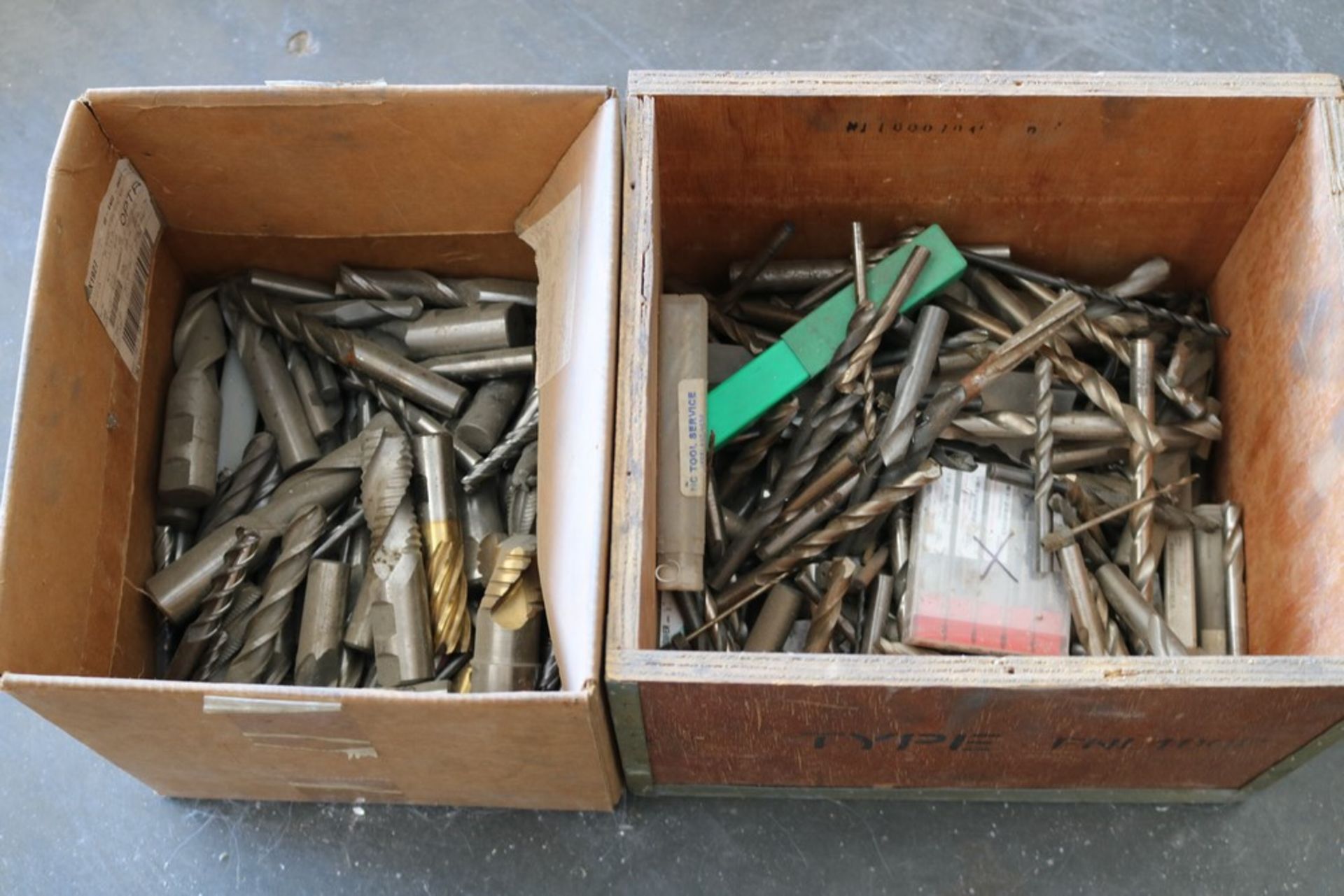 (2) Boxes Misc Tool Holders, Drills, End Mills, Etc