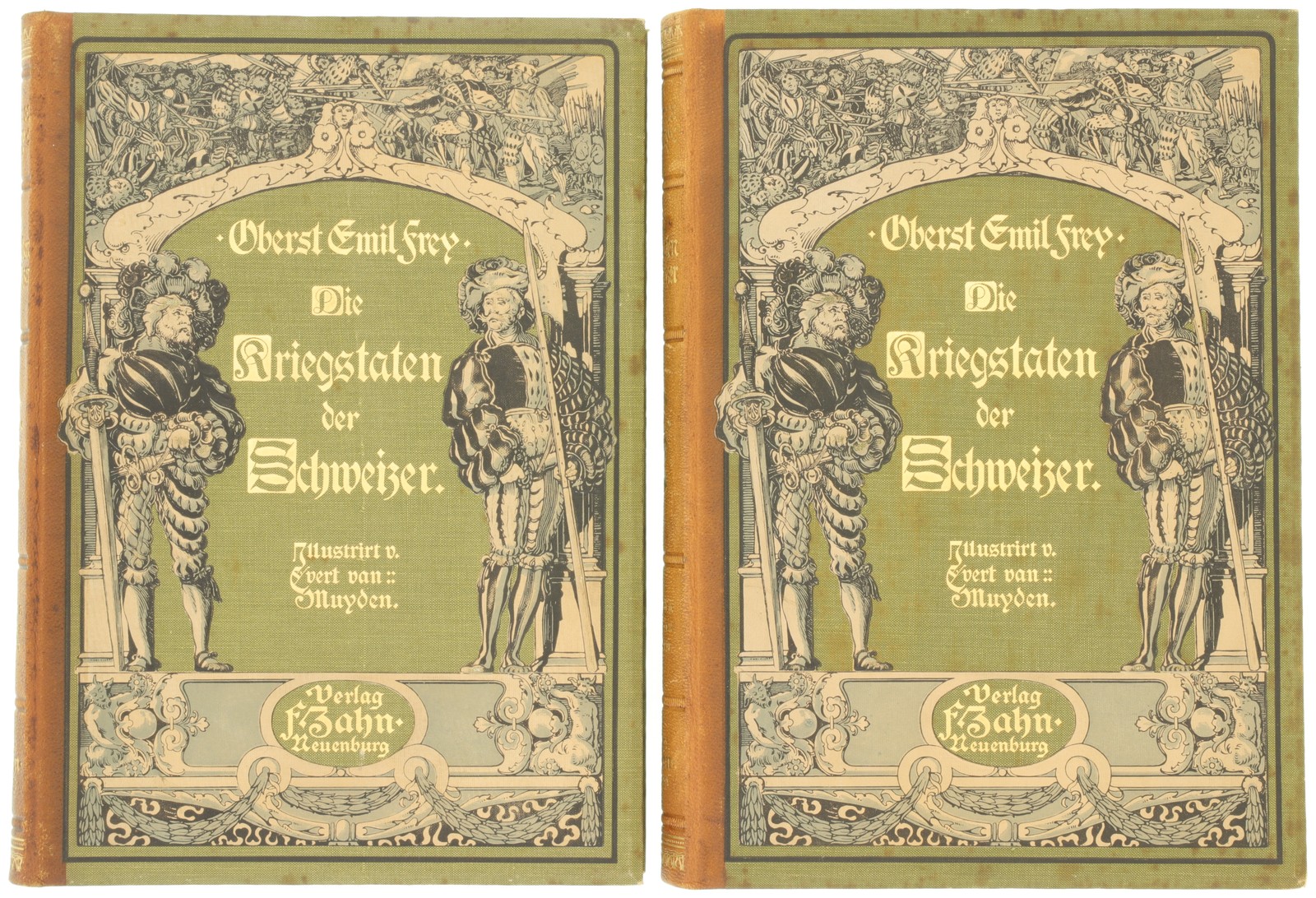 Konvolut von zwei Büchern, Kriegstaten der Schweizer