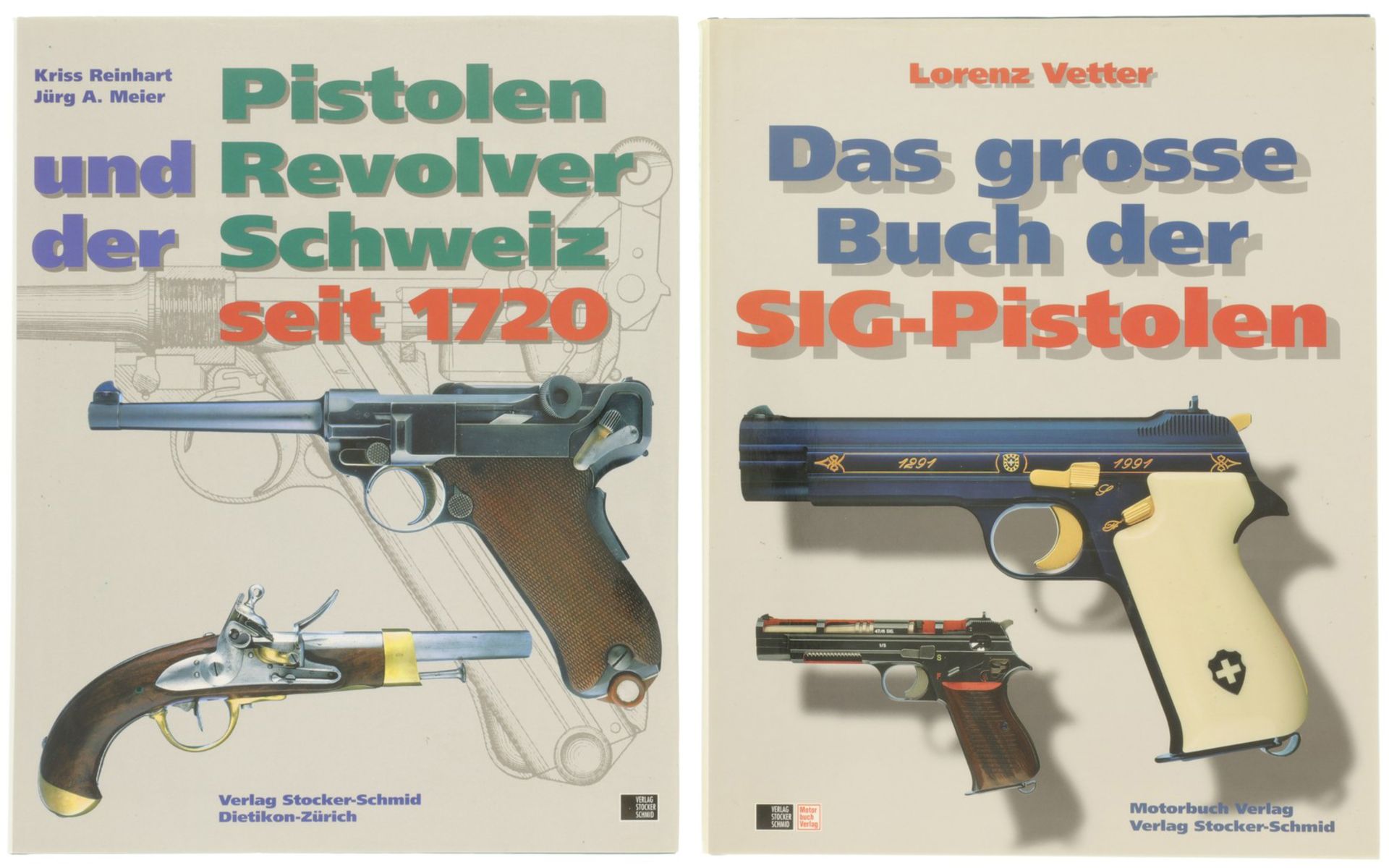 Konvolut von zwei Bücher über schweizer Kurzwaffen