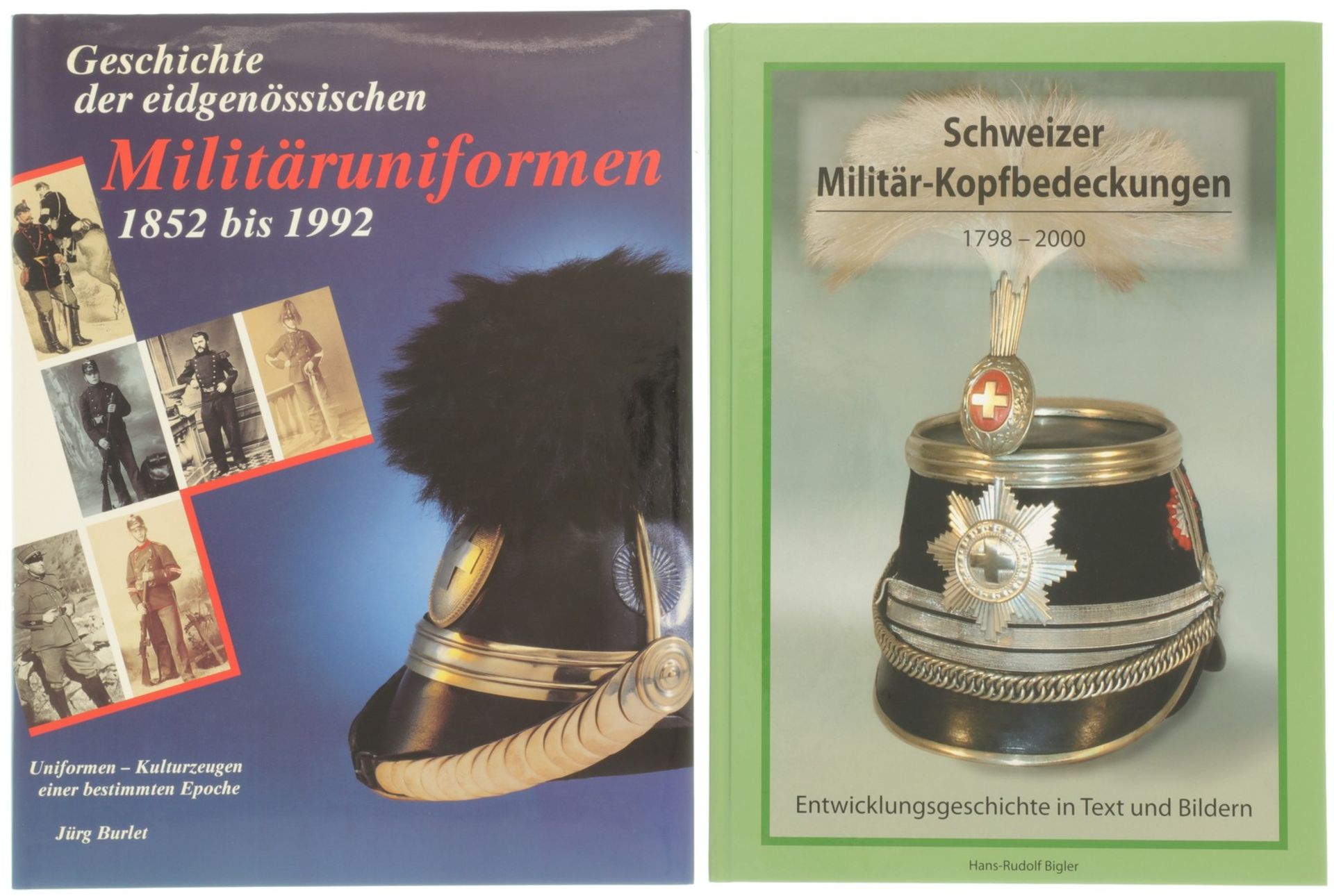 Konvolut von zwei Büchern über die militärische Bekleidung der Schweiz