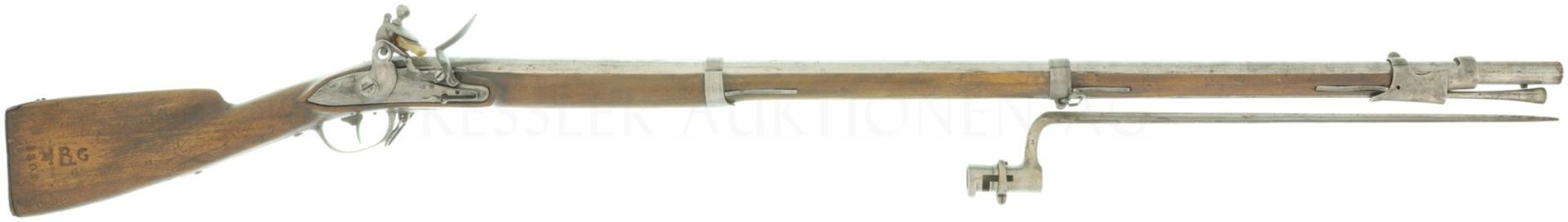 Steinschlossgewehr, Infanterie 1817 (franz. 1777), Kant. Waadt, Kal. 17.6mm