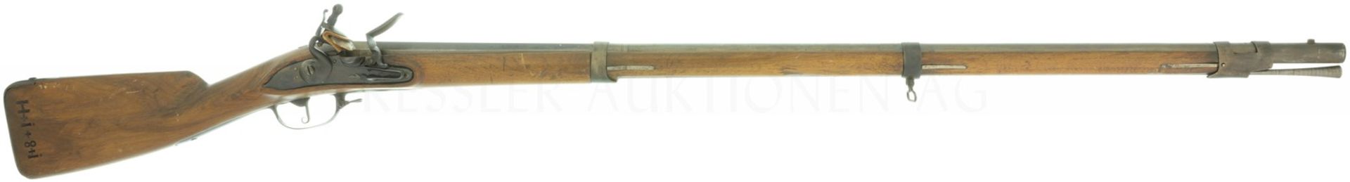 Steinschlossgewehr, um 1750, Kal. 17.6mm