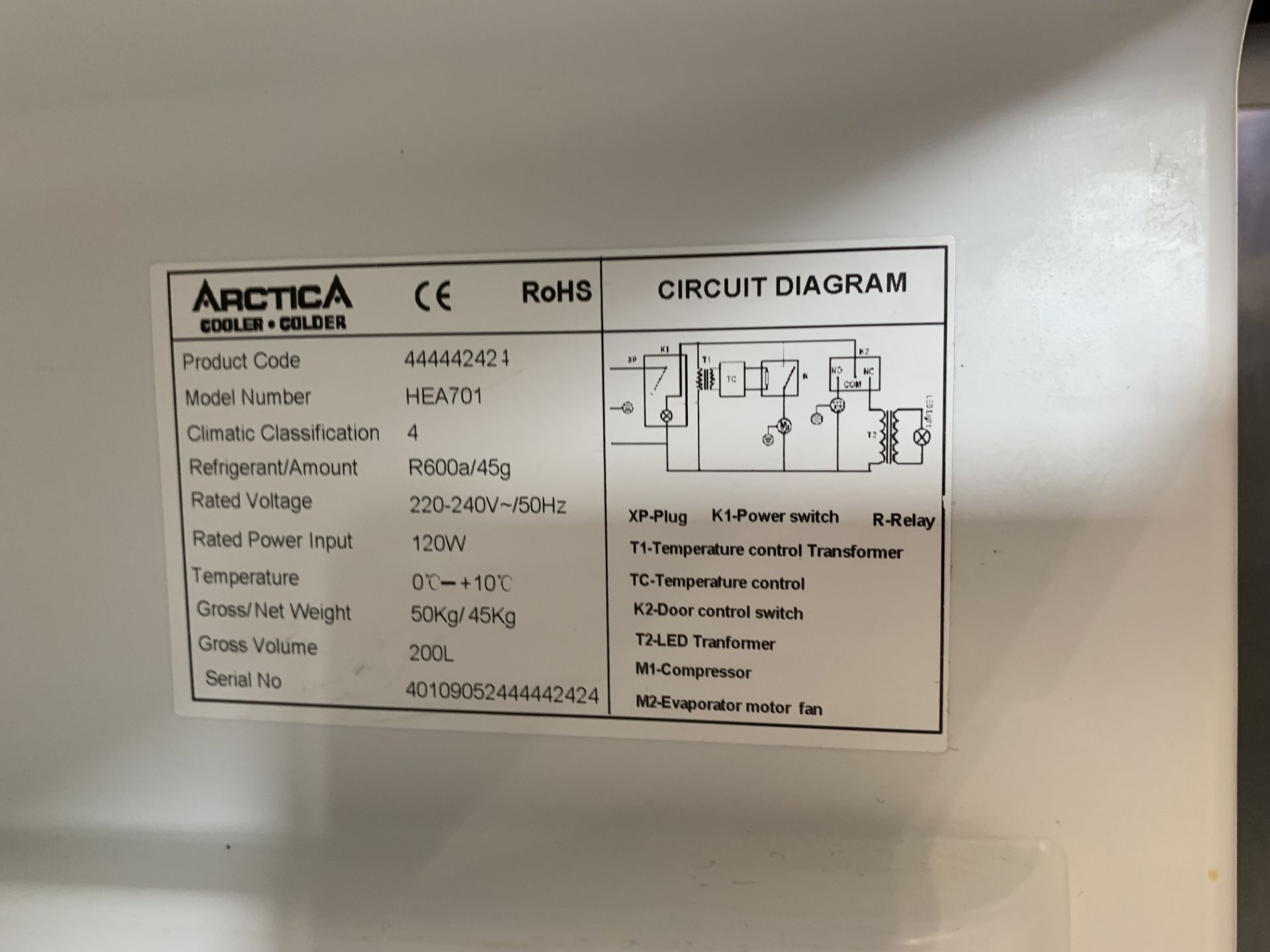 Artica Model HEA701 under counter stainless steel fridge - Image 3 of 3