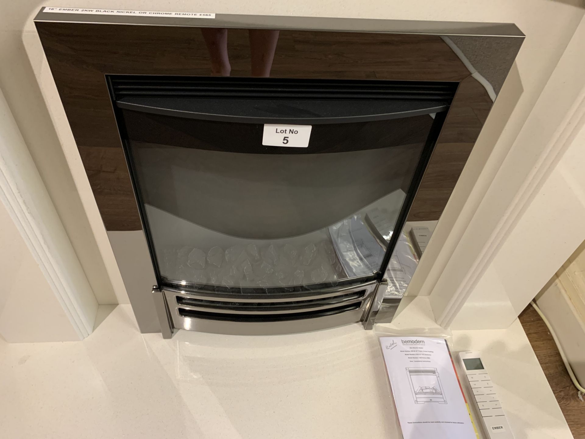 Bemodern 16” Ember, black nickel electric fire 2kw