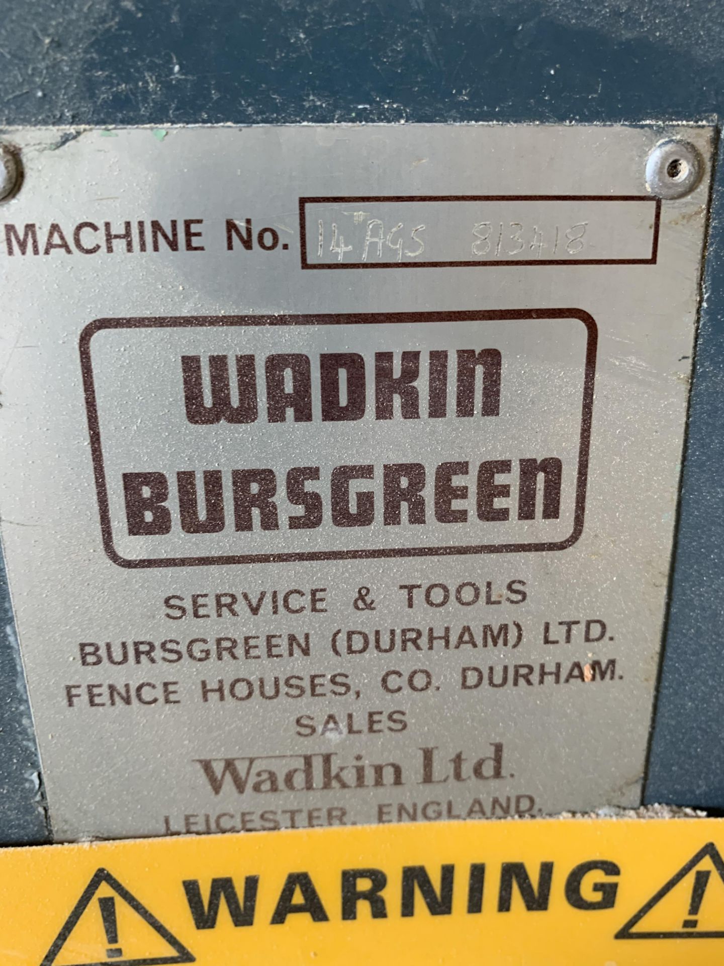 Wadkin Bursgreen 14"AGS Saw Bench No 8134518 - Image 2 of 3