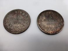 2x 5 Franc 1840/41 - Frankreich