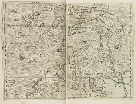 Giovanni Battista Ramusio Early Americana Delle navigationi et viaggi. 3 Bände. Venedig, Giunta
