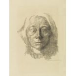 Käthe Kollwitz Selbstbildnis. Orig.-Lithographie. Signiert. 1915. Auf Büttenjapan. 27 : 23,5 cm.